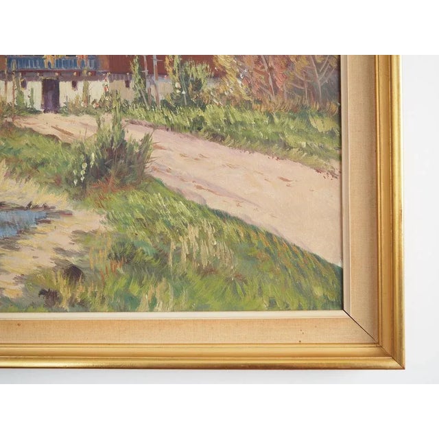 Scandinavian Artist, The Chalet at the Mountain Stream, 1970s, Oil on Canvas For Sale - Image 7 of 12