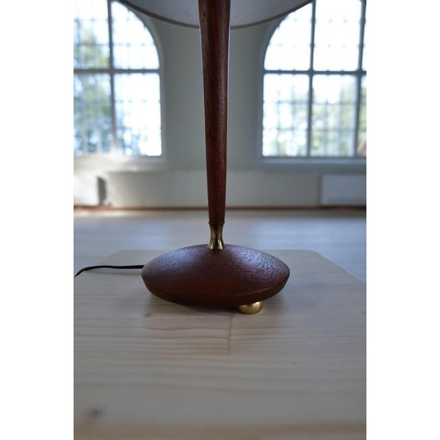 Mid-Century Teak and Brass Table Lamp attributed to Göteborgs Armaturhantverk, Sweden, 1950s For Sale - Image 6 of 9