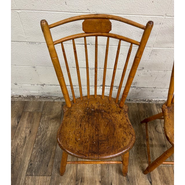 Antique Country Primitive Colonial Birdcage Windsor Handmade Dining Side Chairs For Sale - Image 4 of 11