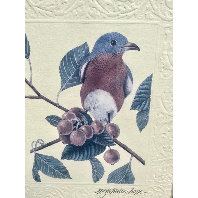 Vintage Peg Wheeler Hope Ornithological "Eastern Bluebird" Framed Embossed Lithograph Print Excellent Condition. For Sale - Image 15 of 17