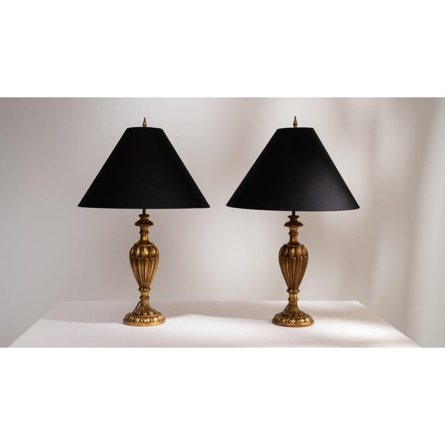 Early 20th Century France Antique Brass Pair Of Brass Urn Table Lamps For Sale - Image 9 of 11