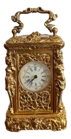 Antique Victorian Ornate Brass Clock, 1880