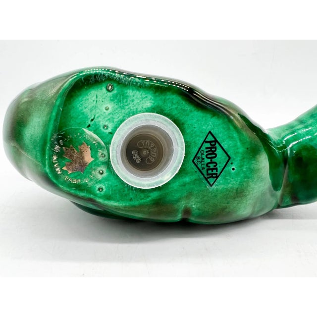 Mid-Century Modern Green and Blue Ceramic Dragon Figure For Sale - Image 10 of 12