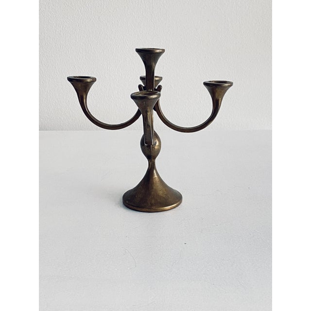 Metal Mid-Century Modern Brass Candlesticks in Brass, Set of 2 For Sale - Image 7 of 12