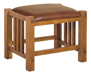 Mission Spindle Stool - Quarter Sawn Oak & Leather Michael's Cherry