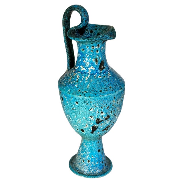 Vase in Enameled Blue Ceramic, Italy, 1970 For Sale