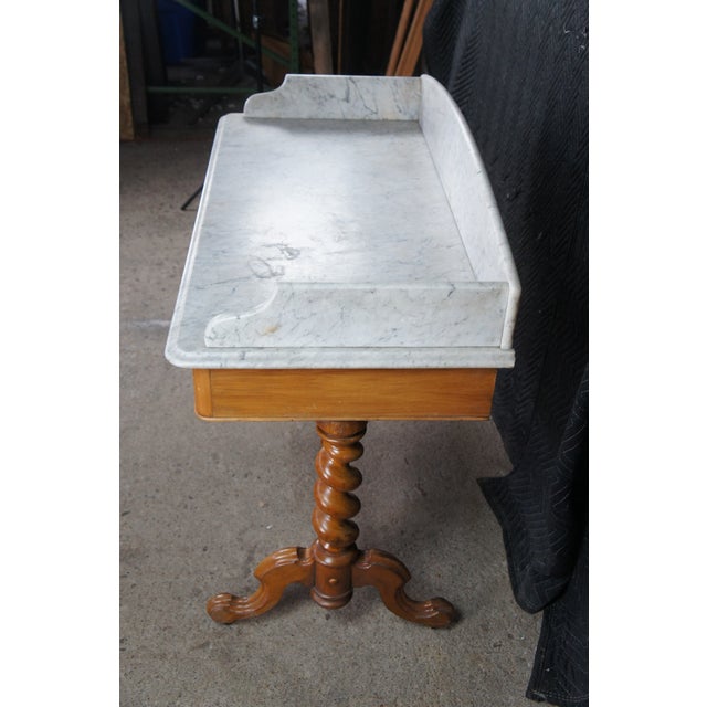 Antique Victorian Walnut Marble Washstand Dry Sink Drybar Parlor Stand 48" For Sale - Image 11 of 16