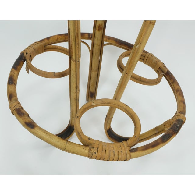 1950s Mid-Century Tiki Plant Stand in Bamboo Rattan, 1950s For Sale - Image 5 of 11