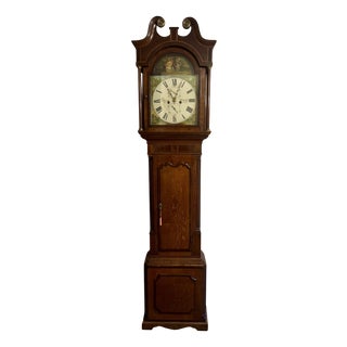 Antique George III Oak and Mahogany Banded Long Case Clock, 1800 For Sale
