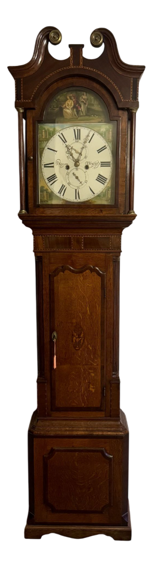 Antique George III Oak and Mahogany Banded Long Case Clock, 1800