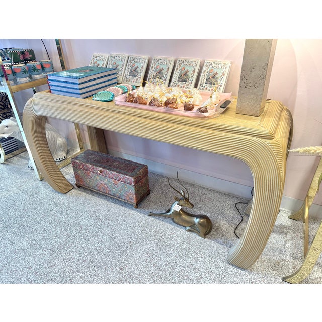 Vintage Curve Legged Pencil Reed Style Console Table For Sale - Image 16 of 16