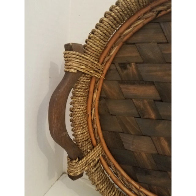 Boho Chic Vintage Porcelain Five-Section Vegetable & Dip Bowl W/ Handled Wicker Carrier For Sale - Image 3 of 9