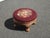 1950s Footstool ~ Vintage French Country Burgundy Floral Round Needlepoint Footstool#2 For Sale - Image 5 of 14
