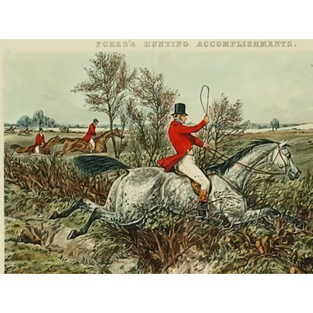 Classic foxhunt engraving Pl.3. "Swishing a Rasper" by H(enry) Alken printed 1850 from Fores' Hunting Accomplishments in a...