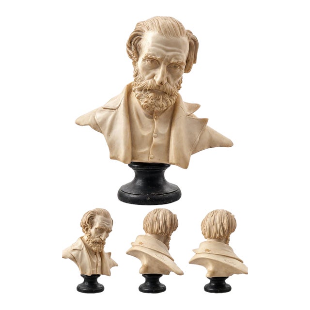 Vintage A. Santini Giuseppe Verdi Bonded Marble Bust - Made in Italy (C. 1960s-1980s) For Sale