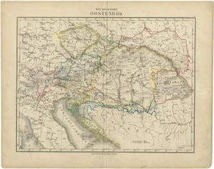 Antique Map of the Austrian Empire by Petri, 1873