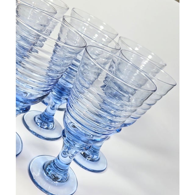 Blue Sky Blue Goblets- Set of Eight For Sale - Image 8 of 11