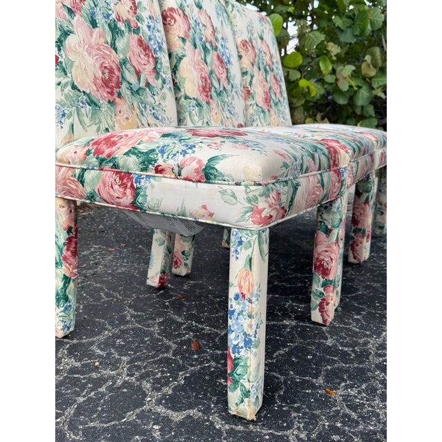 Textile Set of 6 Vintage Floral Upholstered Parsons Chairs For Sale - Image 7 of 12