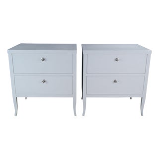 Late 20th Century Pair of Tobi Fairley for Woodbridge Petite Sarah Carrara Bedside Chests Nightstands For Sale