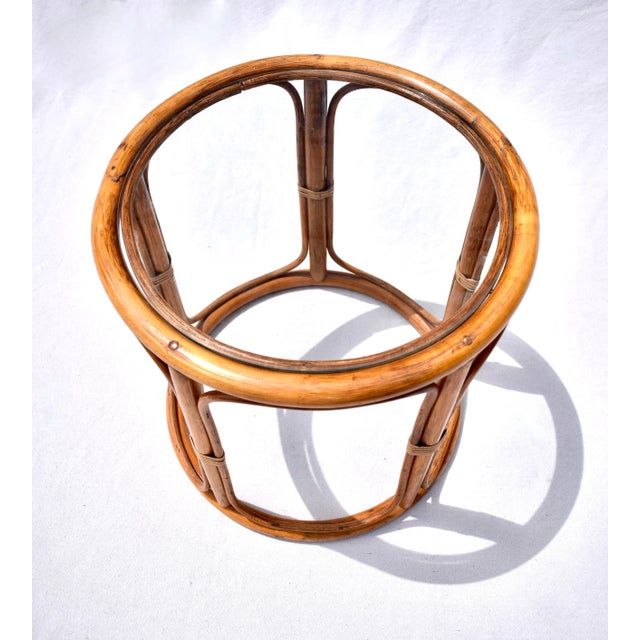Salmon 1960s Attributed Ficks Reed Bamboo Pagoda Rattan Lounge Chairs For Sale - Image 8 of 11