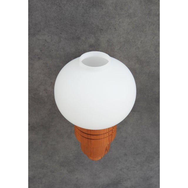 Swedish Modern Pine and Opaline Glass Wall Sconces from Aneta, 1970s, Set of 2 For Sale - Image 6 of 10