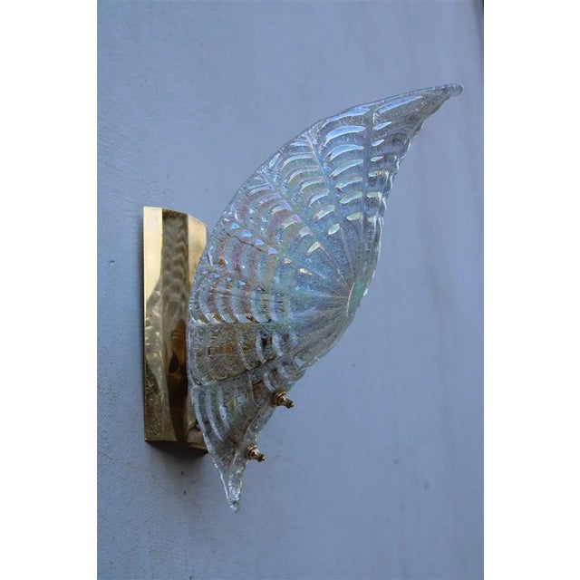 Gold Iridescent Murano Glass Wall Lamps, Italy, 1970s, Set of 2 For Sale - Image 8 of 11