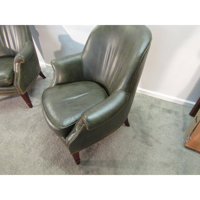 Baker Furniture Pair of Leather Chairs For Sale - Image 6 of 13