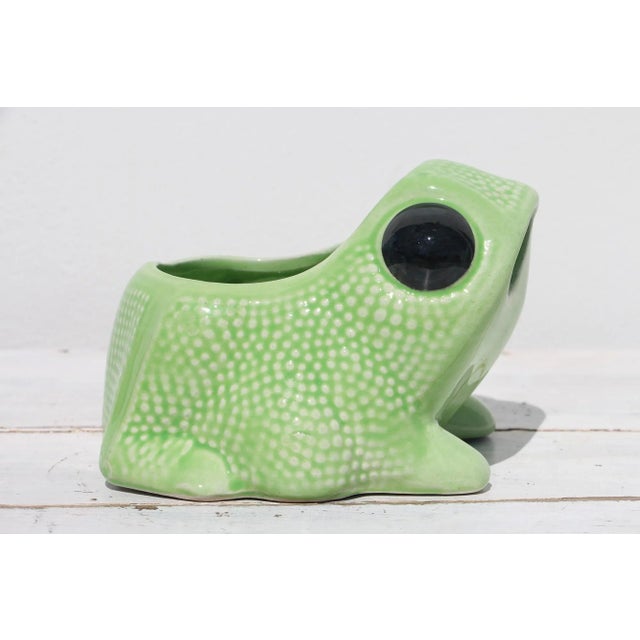 Vintage Green Hobnail Frog Planter in the Style of Jean Roger For Sale - Image 4 of 13