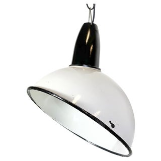 Industrial Soviet White Enamel Pendant Lamp, 1960s For Sale