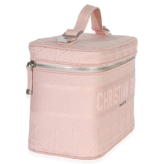 Contemporary Pink Canvas Embroidered Cannage DiorTravel Vanity Case For Sale - Image 3 of 8
