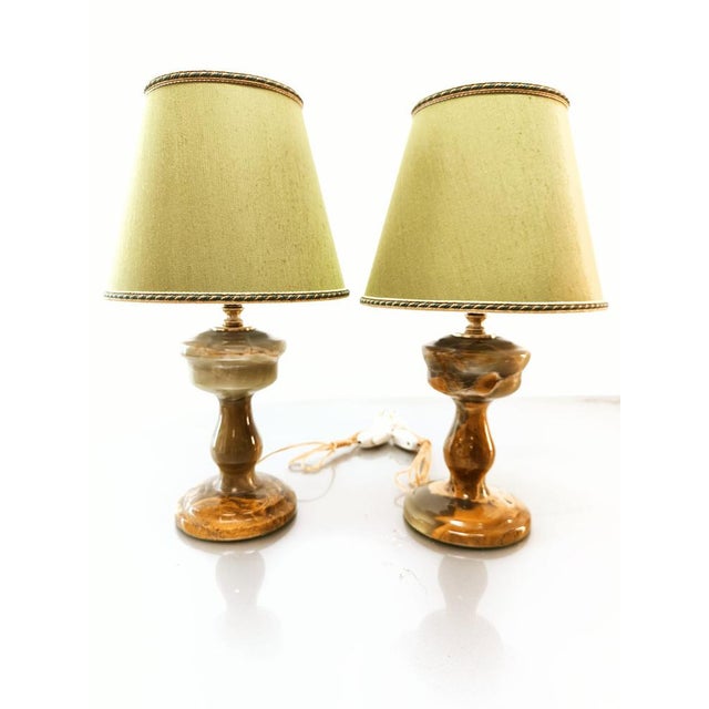 Onyx Table Lamp with Fabric Lampshade For Sale - Image 5 of 18