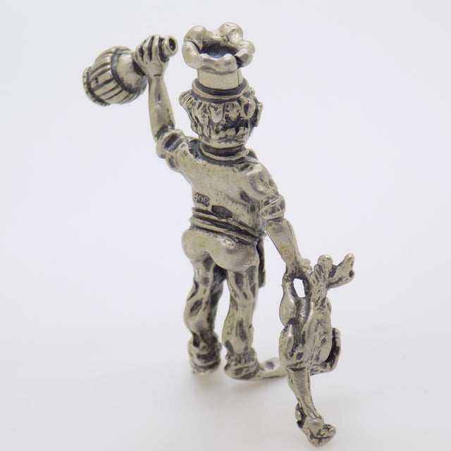 Vintage Italian Handmade Genuine Silver Italian Chef Figurine Miniature For Sale - Image 6 of 10