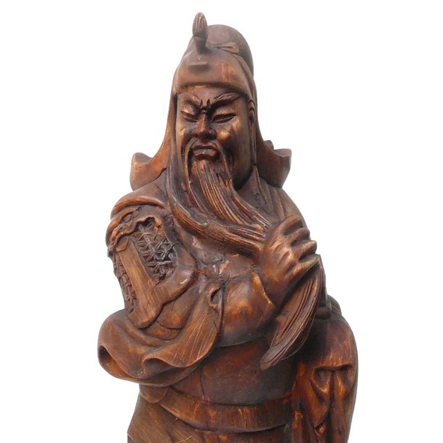Vintage Chinese Carved Wood General Guan Figure For Sale - Image 4 of 8