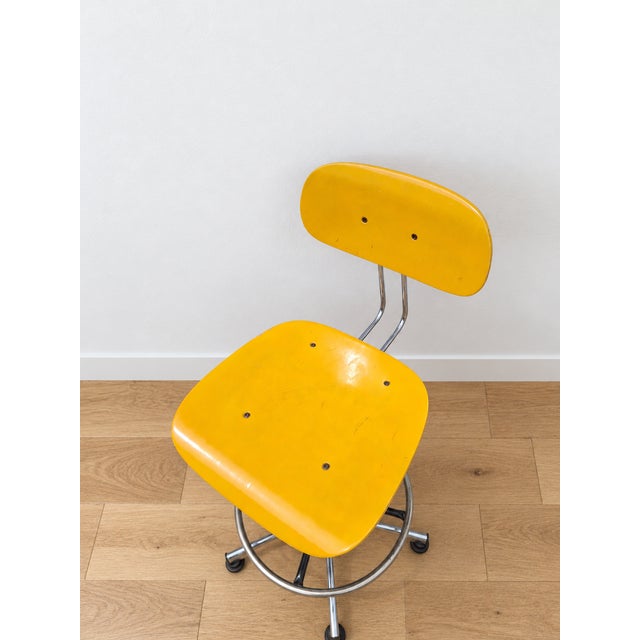 Yellow Vintage Bauhaus Work Stool, 1970s For Sale - Image 8 of 10