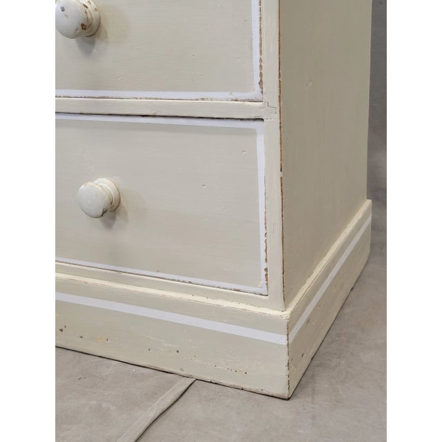Antique English Edwardian Dresser Chest of Drawers With Old Cream and White Paint For Sale - Image 12 of 16