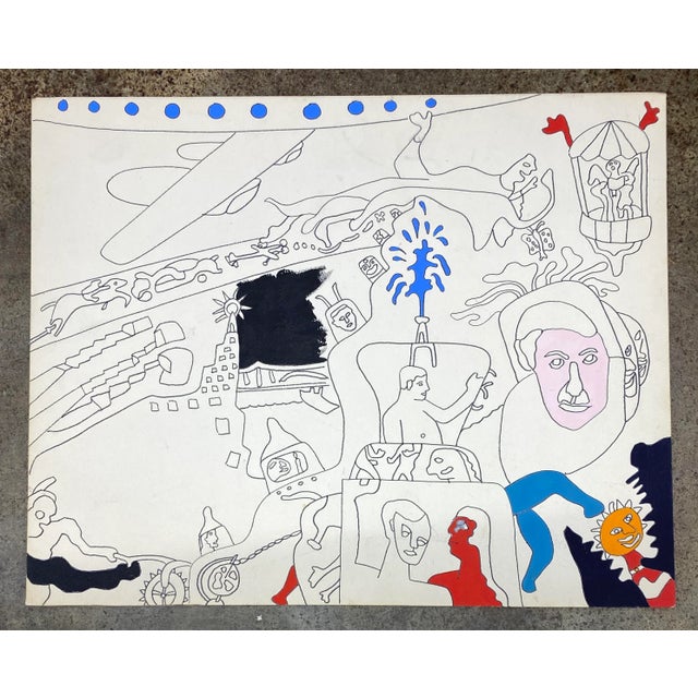 Painting study, acrylic on board, with notes written on the back; from the estate of Atlanta self taught artist Laurence...