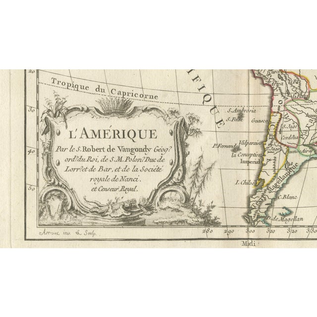 Map of the Americas by Robert De Vaugondy, 1757 For Sale - Image 9 of 11
