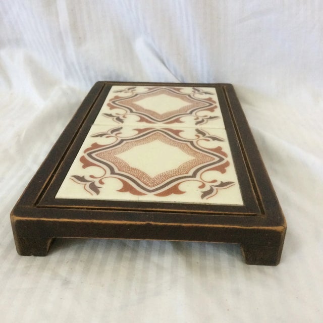 Vintage 70’s Arts and Crafts Brown Mexican Tile Trivets - Pair For Sale - Image 4 of 13