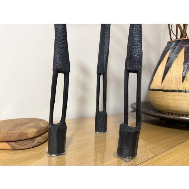 Vintage Ebony Heavy Wood African "Thinkers" Stick Figures Sculptures Lot of 3 For Sale - Image 10 of 11