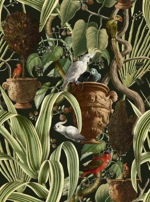 Exotic Menagerie Dark Wallpaper Sample