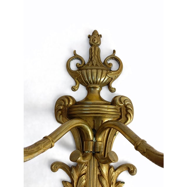 Antique Louis XVI Neo-Classical French Bronze Wall Sconces, 1900s, Set of 2 For Sale - Image 10 of 13