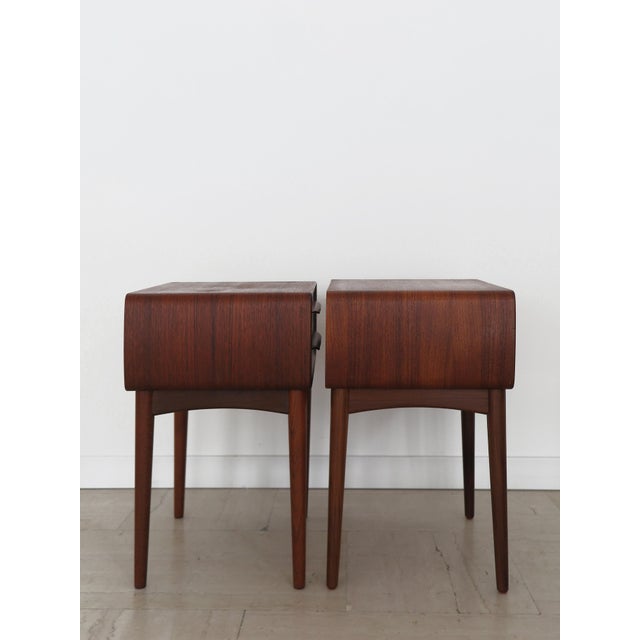 Scandinavian midcdentury modern design set of two teak night stands designed by Johannes Andersen for CFC Silkeborg,...