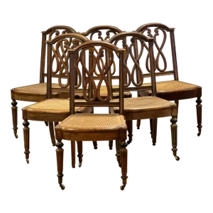 19th Century Antique French Napoleanic III Set of 6 Dining Chairs With Serpent Backs