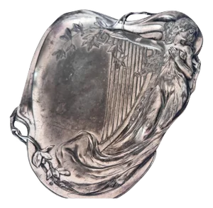 Art Nouveau French Silvered Metal Catchall Reclining Woman, 1920s