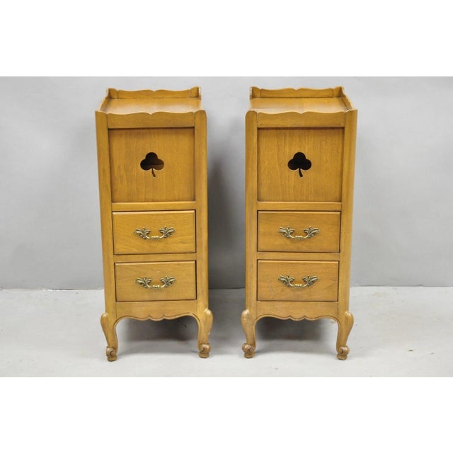 Vintage French Country Provincial Walnut Nightstand Bedside Table W/ Cubby, Pair For Sale - Image 14 of 14