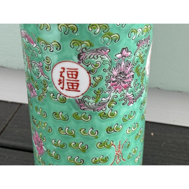 Chinoiserie Vintage Chinese Ceramic Umbrella Stand / Vase For Sale - Image 3 of 10