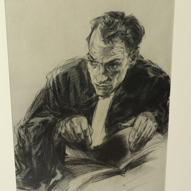 Herwig Driesschaert, Portrait Composition, 1974, Charcoal on Paper, Framed For Sale - Image 14 of 18