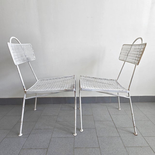 Vintage White Lacquered Metal Chairs by Mathieu Mategot, 1950s, Set of 2 For Sale - Image 12 of 16