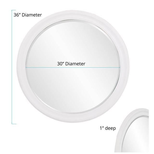 Wood George Matte White Round Mirror For Sale - Image 7 of 7