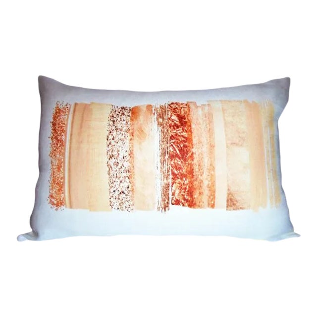 Coral Colorway Lumbar Linen Pillow For Sale